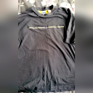 Medium Vintage Fila Black and Dark Yellow T Shirt